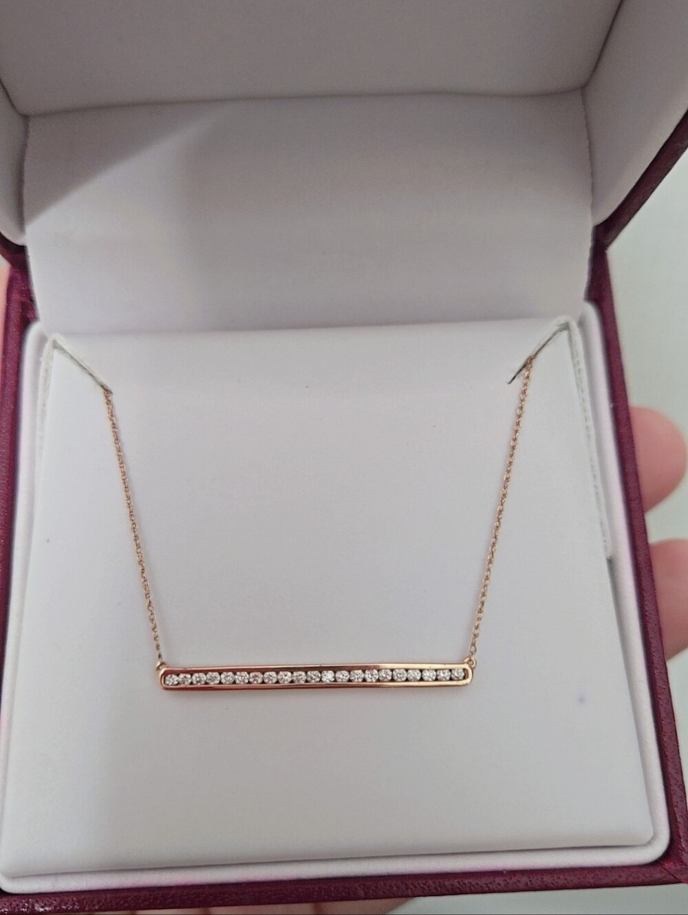 Helzberg Diamonds Rose Gold Diamond Bar Necklace